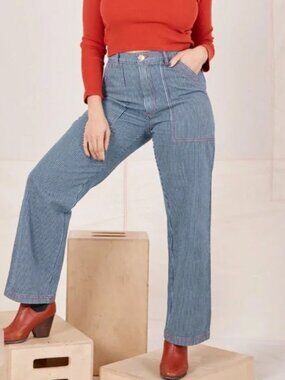 Big Bud Press Railroad Stripe Denim Work Pants - Large